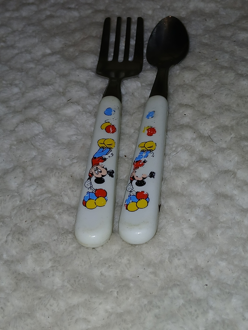 Children's Mickey Mouse-Print Fork and Spoon Set